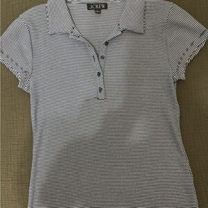 J. Crew White and Blue Fitted Button Down Shirt